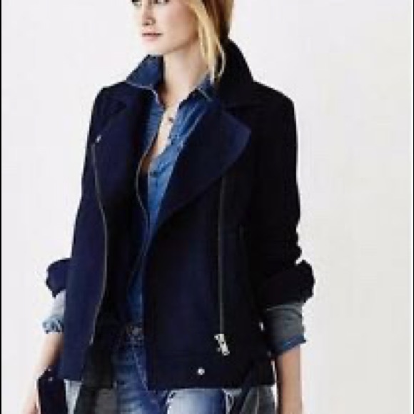 Banana Republic Navy Cotton Moto/Biker jacket - Picture 6 of 7